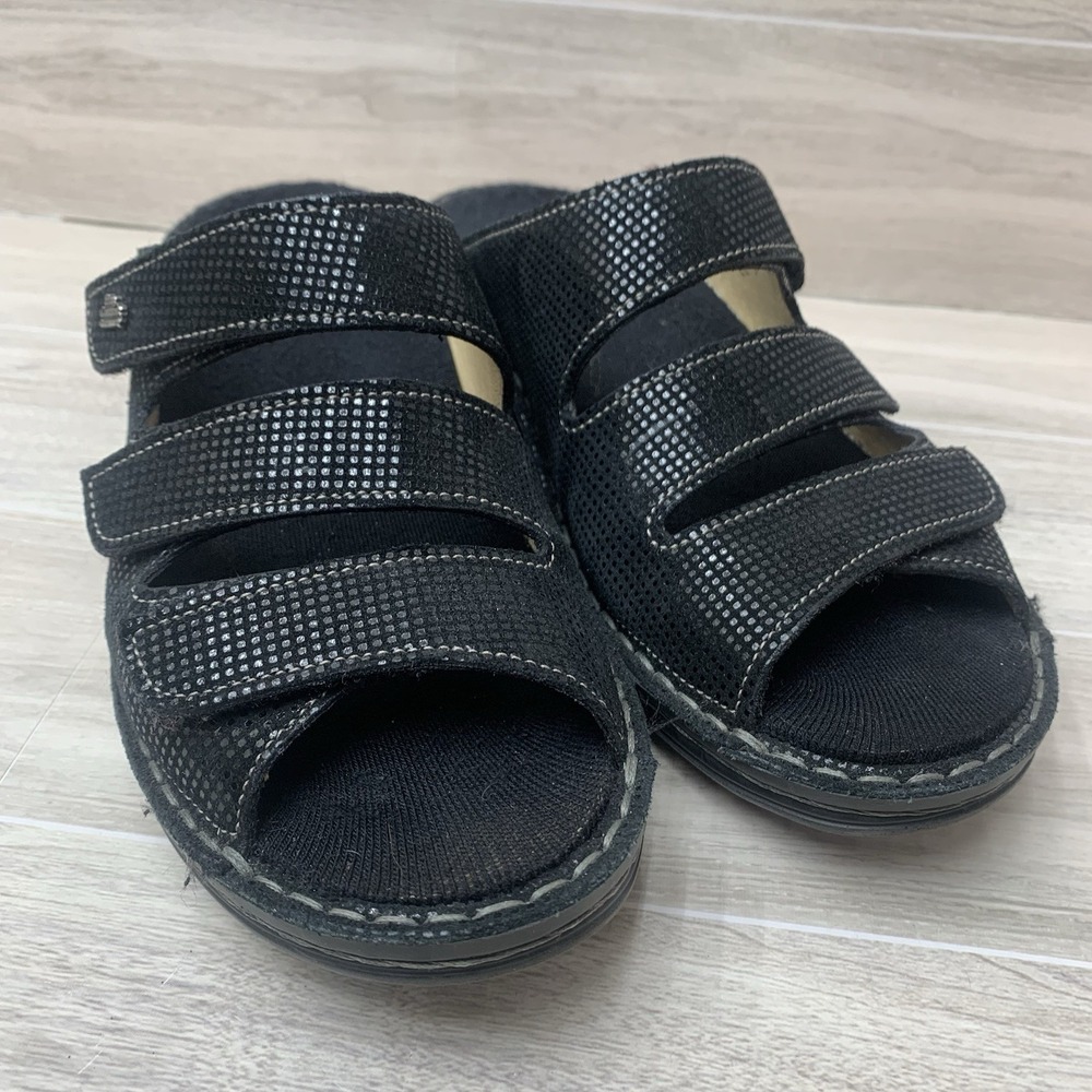 Finn Comfort Cremona‎ Sandals Black Leather Triple Strap Comfort Shoes 5
